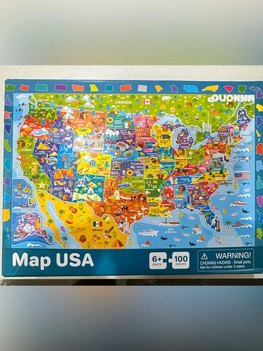 PRICE IS FIRM- USA Map Puzzle - Colorful Illustrated U.S. States